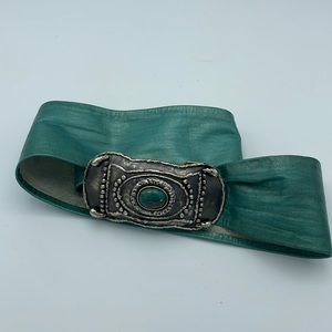Vintage 1970’s Leather Turquoise Belt Buckle